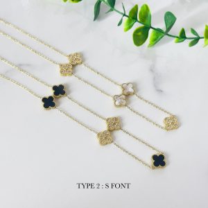 FIVE PIECE - 4 LEAF CLOVER NECKLACE (CZ REVERSIBLE)